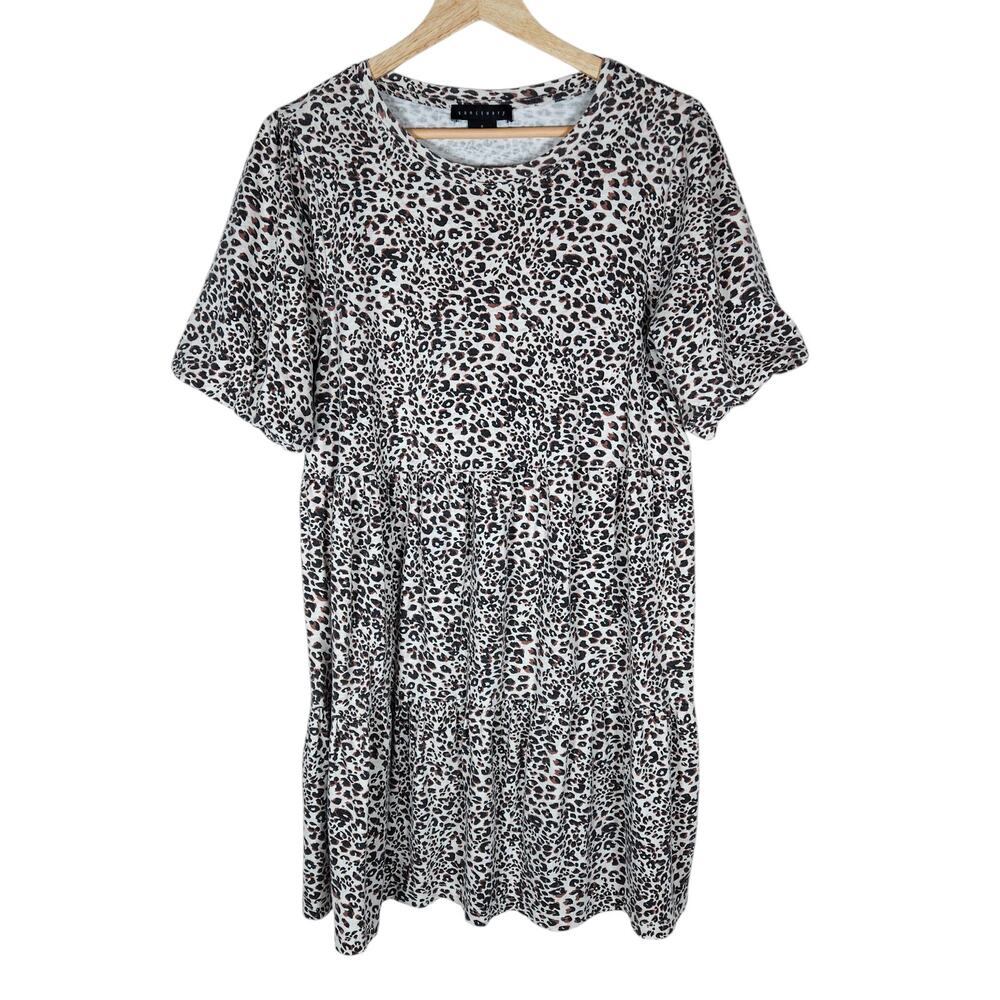 Sanctuary Womens Mini Dress Small Leopard Animal Print Tiered Boho Chic Classy